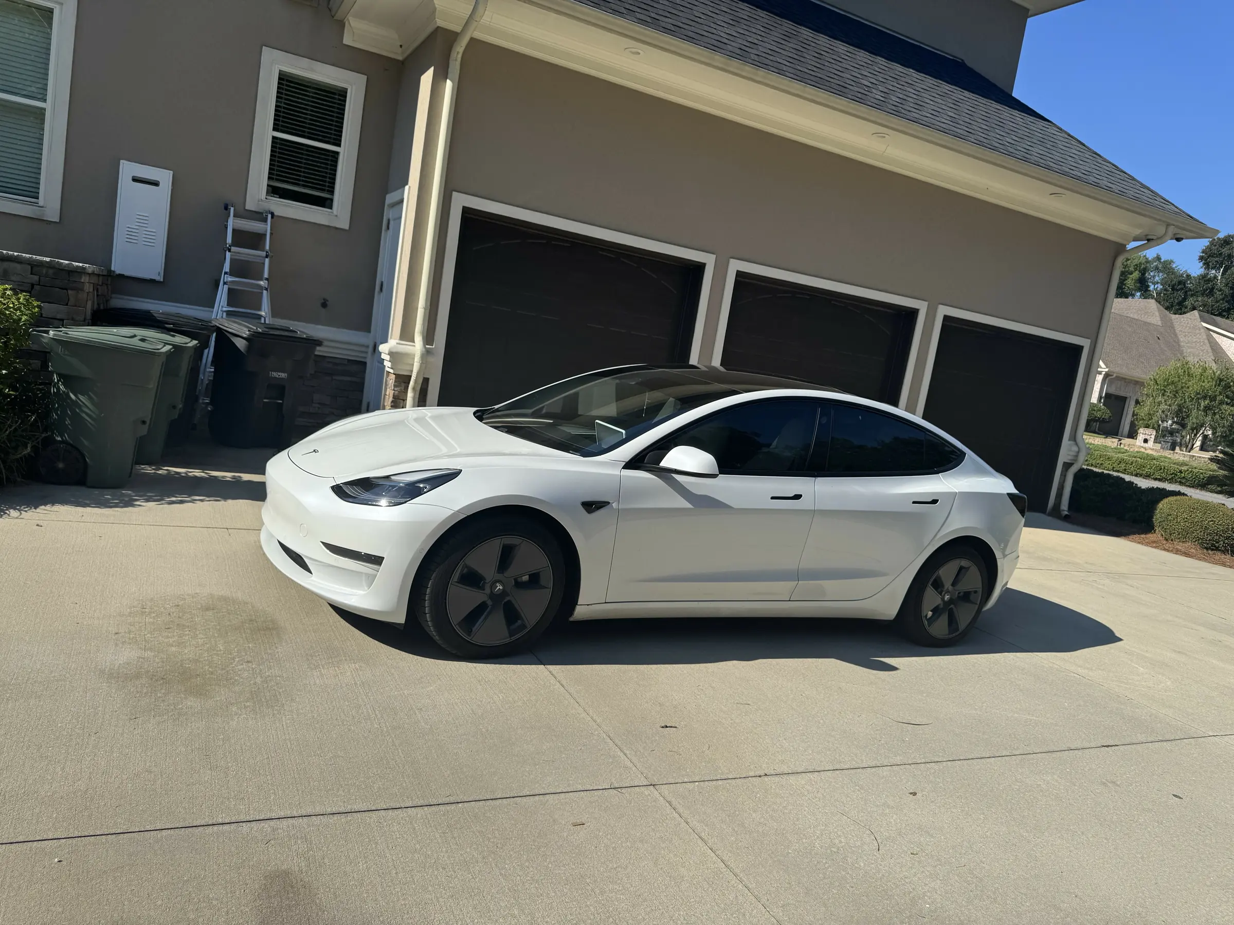 White Tesla with completed SLS window tint